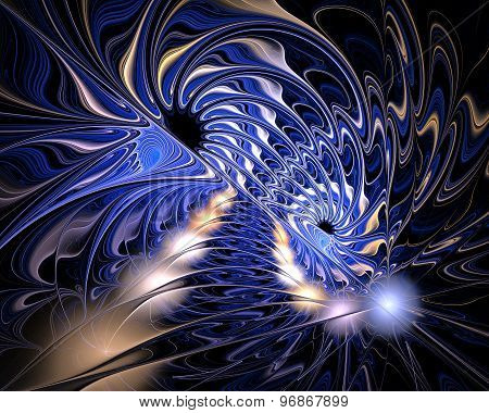 Abstract Fractal Design. Surreal Eyes And Blur Lights.