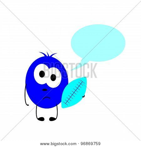 Little Monster With Ball And Speech Bubble