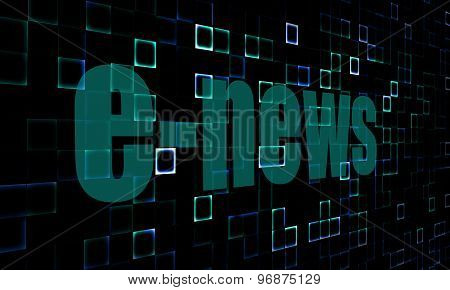 Pixelated Words E-news On Digital Background