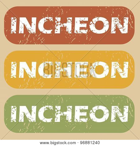 Vintage Incheon stamp set