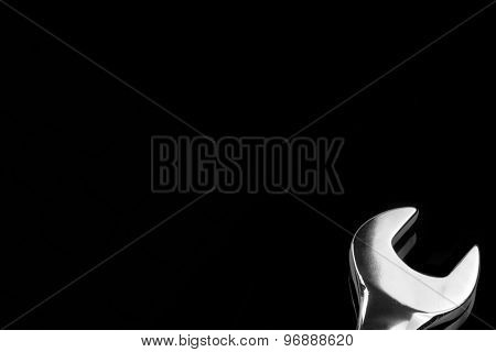 Single Fork Wrench Isolated On Black Background