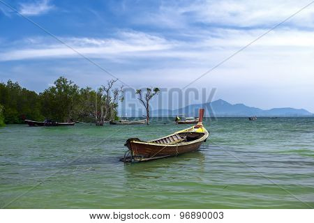 Fisherman Boats in Ko Mook Coast Line.