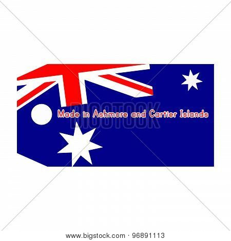 Ashmore And Cartier Islands Flag On Price Tag With Word Made In Ashmore And Cartier Islands Isolated