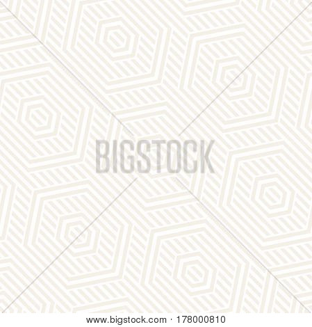 Vector Seamless Pattern. Modern Subtle Geometric Texture. Repeating Lattice Abstract Background. Linear Grid From Striped Hexagonal Elements.