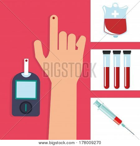 hand with equipment diabetes test vector illustration eps 10