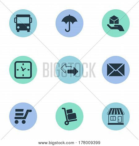 Vector Illustration Set Of Simple Handing Icons. Elements Minutes , Luggage Bearer, Hand Synonyms Gingham, Store And Opposite.
