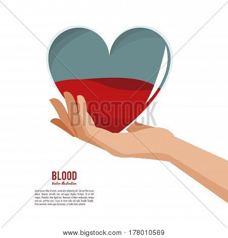 hand holding heart blood vector illustration eps 10