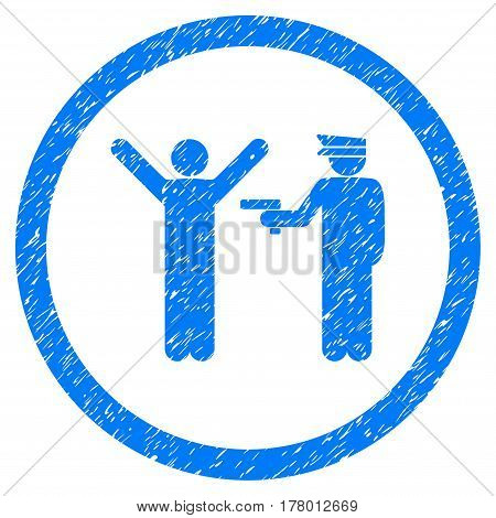 Police Arrest grainy textured icon inside circle for overlay watermark stamps. Flat symbol with dirty texture.