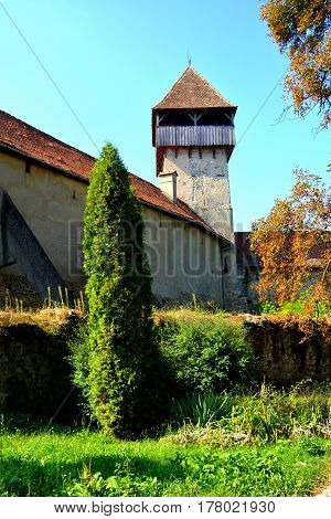 Courtyard Of The Medieval Fortified Saxon Church In Calnic, Transylvania