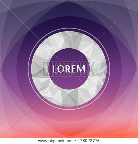 Polygonal ring with place for logo in the center isolated on background purple and red gradient, and light curve layers