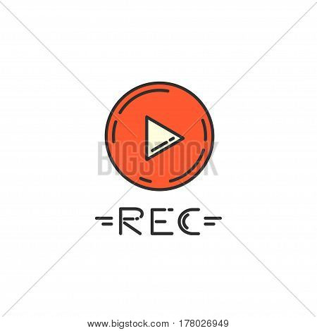 Vector Flat Icon Of Record Button. Suitable For Menus Of Recording And Video Recording Programs.