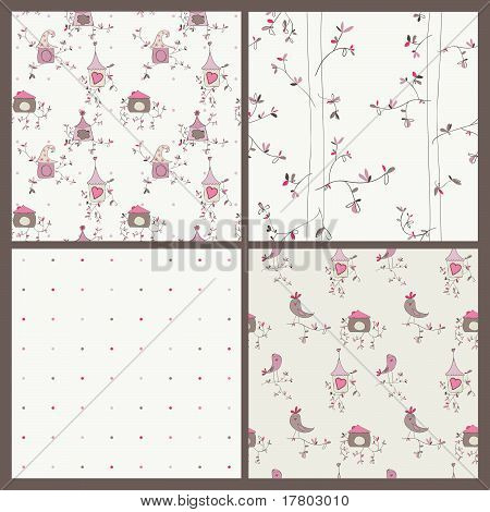 Madár ház varrat nélküli Bachground - szett 4 Design vagy Scrapbooking