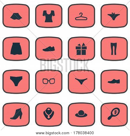 Vector Illustration Set Of Simple Dress Icons. Elements Elegance, Underclothes, Skirt And Other Synonyms Shoes, Rich And Footwear.