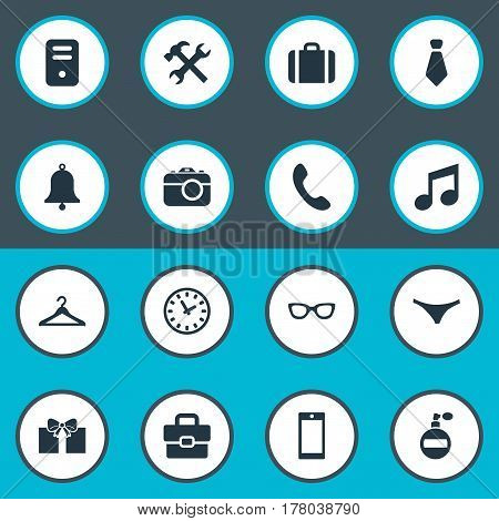 Vector Illustration Set Of Simple Accessories Icons. Elements Ring, Mobile Phone, Gift And Other Synonyms Underwear, Bag And Gift.