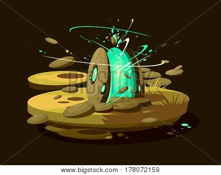 Fantastic portal to another world. Brightly sparkling virtual gates. Vector illustration