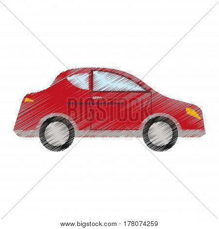 drawing red car sedan vehicle transport vector illustration eps 10