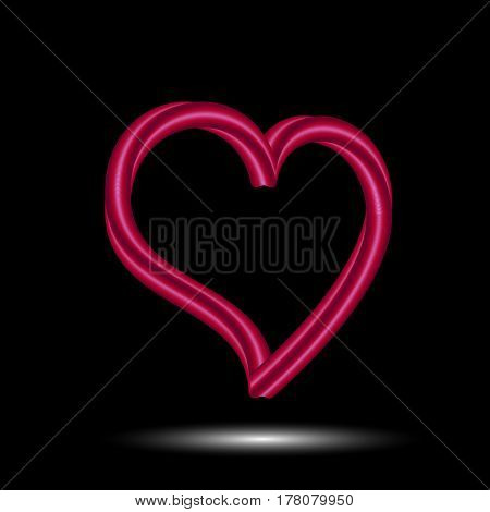 Valentine's day card with paper heart. Black ornament background with red heart.