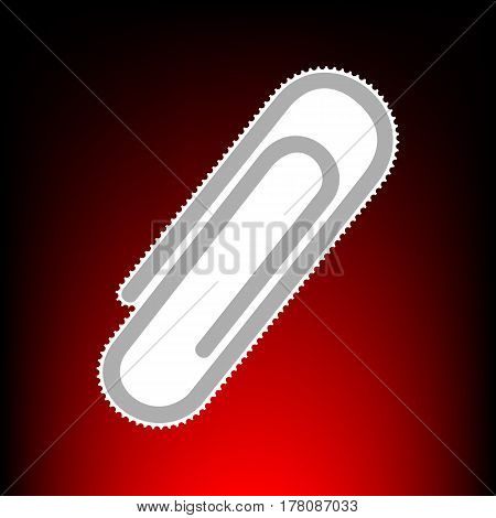Clip sign illustration. Postage stamp or old photo style on red-black gradient background.