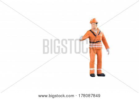 Miniature People Engineer And Worker Occupation Isolated With Clipping Paht On White Background. Ele