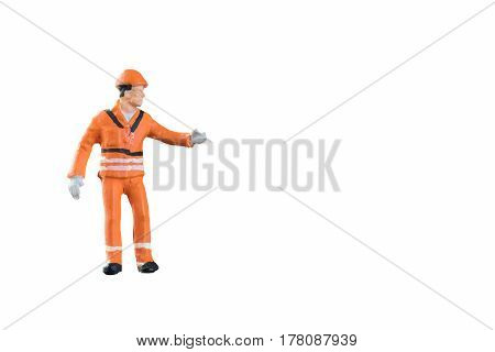 Miniature People Engineer And Worker Occupation Isolated With Clipping Paht On White Background. Ele