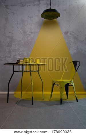 lamp lights on chair and table, art concept