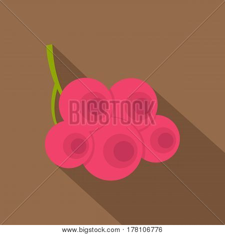 Fresh viburnum branch icon. Flat illustration of fresh viburnum branch vector icon for web isolated on coffee background
