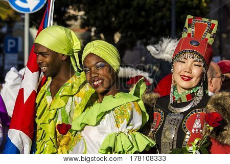 QUARTU S.E., ITALY - July 15, 2016: 30 Sciampitta - International festival of folklore - Sardinia