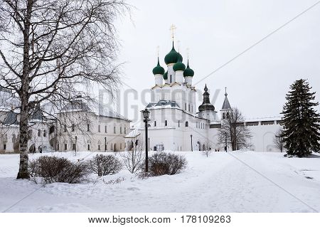 Inside the Rostov Kremlin in winter, Russia