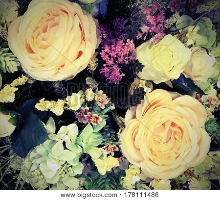 Decoration With Roses  And Vintage Effect