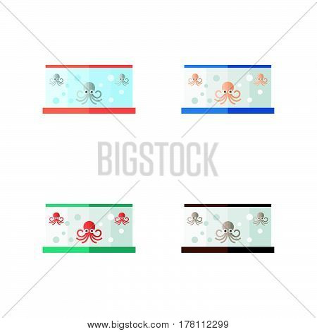 Gray Squid in fish tank vector design support eps 10.