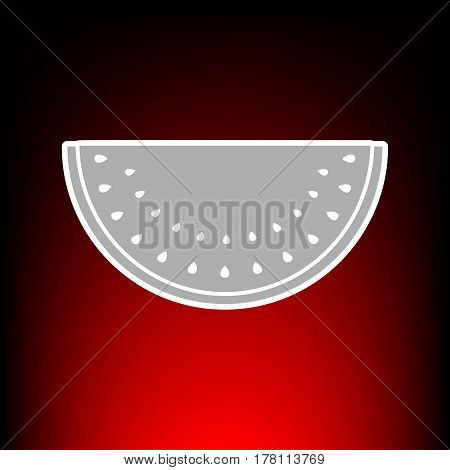 Watermelon sign. Postage stamp or old photo style on red-black gradient background.