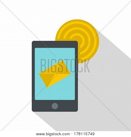 Smart phone sending email icon. Flat illustration of smart phone sending email vector icon for web isolated on white background