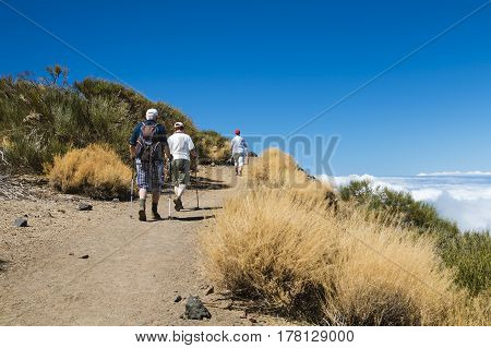 Senior Hikers In The Tenerife Mountains, Spain, Editorial