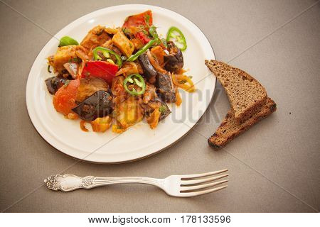 ajapsandali georgian dish of eggplant and meat