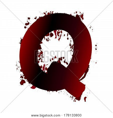 Dirty Bloody Letter Q With Spots. Grunge Alphabet. Scary Letters For Halloween