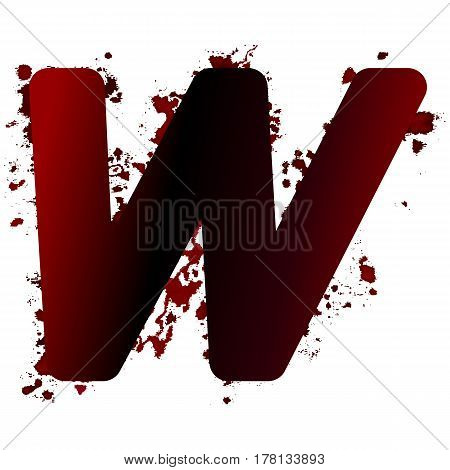 Dirty Bloody Letter W With Spots. Grunge Alphabet. Scary Letters For Halloween