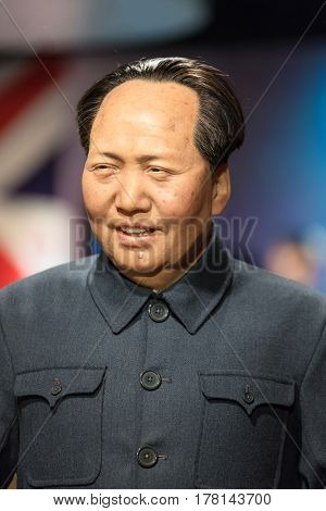 Bangkok - Jan 29: A Waxwork Of Mao Zedong On Display At Madame Tussauds On January 29, 2016 In Bangk