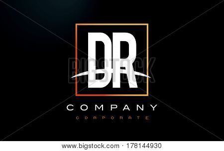 Dq D Q Golden Letter Logo Design With Gold Square And Swoosh.
