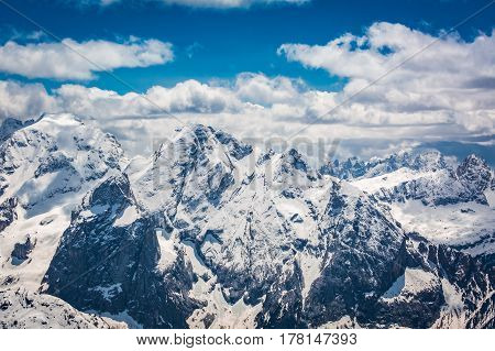 Stunning View From Top Of Sass Pordoi, Dolomites, Italy, Europe