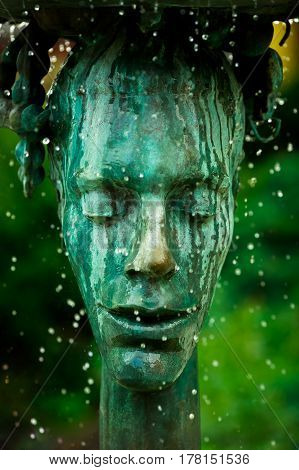 Crying fountain with termal water in Karlovy Vary, Czech Republic