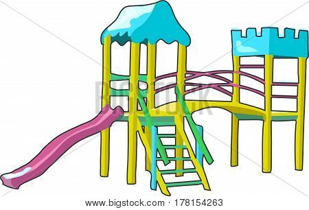 A children's slide. A playground. Children's funs.