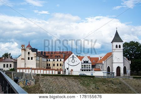 KAUNAS LITHUANIA - JULY 12 2015: A building of Vilnius university at Kaunas Lithuania.
