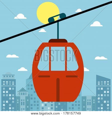 cable car transport city sun vector illustration eps 10