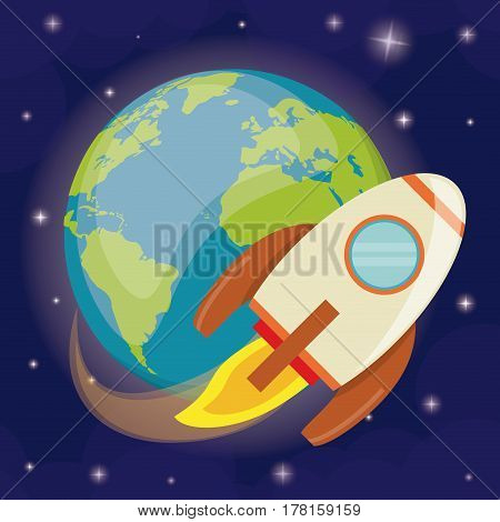 earth planet rocket orbit vector illustration eps 10