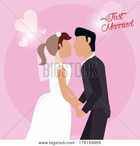 just married couple holding hand love vector illustration eps 10