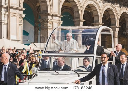 His Holiness Pope Francis Meets The Pilgrims In Milan, Italy