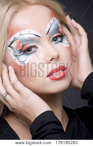 studio portrait of a  Beautiful fantasy eye face-art close-up