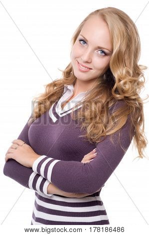 Close-up of a beautiful woman with blond hair