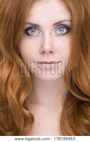 close up portrait of pretty redhead girl