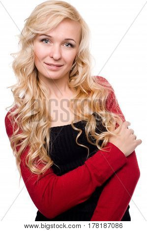 Close-up of a beautiful woman with blond hair